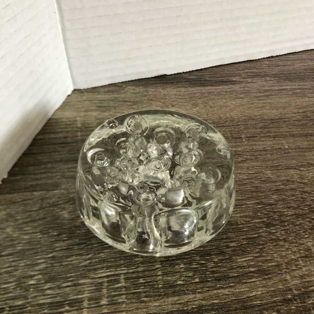 Vtg 3” Clear Glass 11 Hole Footed Floral Frog - Picture 8 of 9